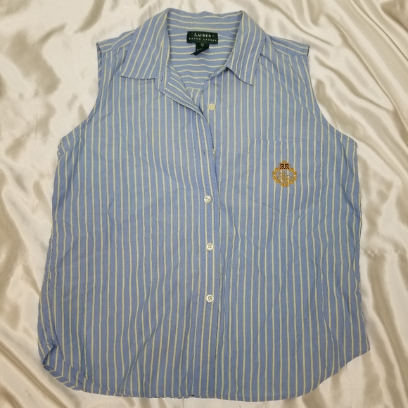 Ralph Lauren ButtonzUp sleeveless womns sz 10 blue - Picture 6 of 7